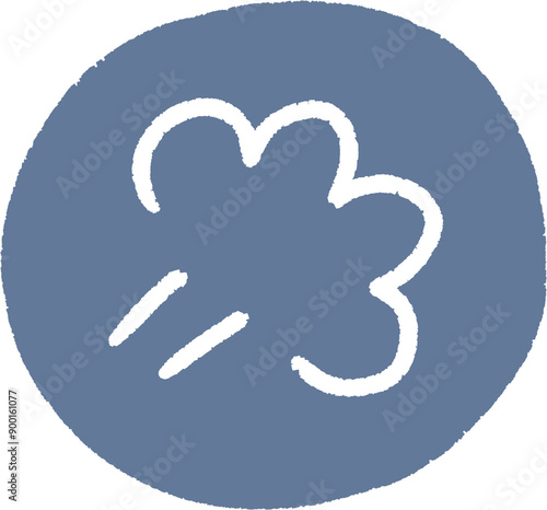 Foto A blue circle with a white scribble in it.