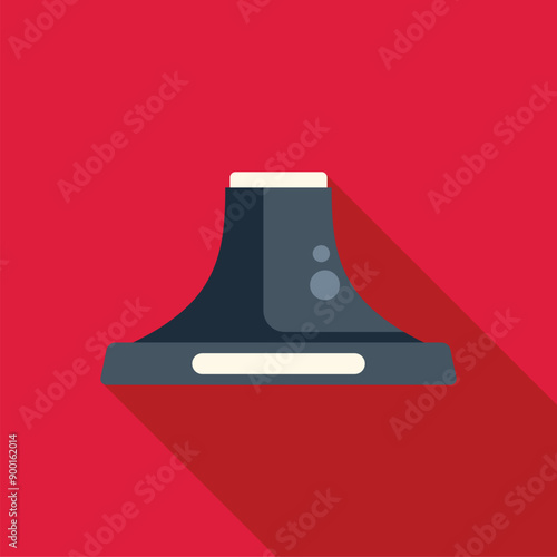 Kitchen exhaust hood extractor fan filtering steam modern flat design icon with long shadow on red background