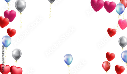 heart balloons Realistic white red, blue and on background are available for use online shopping website or social media, celebration party vector illustration
