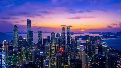 Wallpaper Mural Sunset over Hong Kong Island according to time hong kong island city background Torontodigital.ca