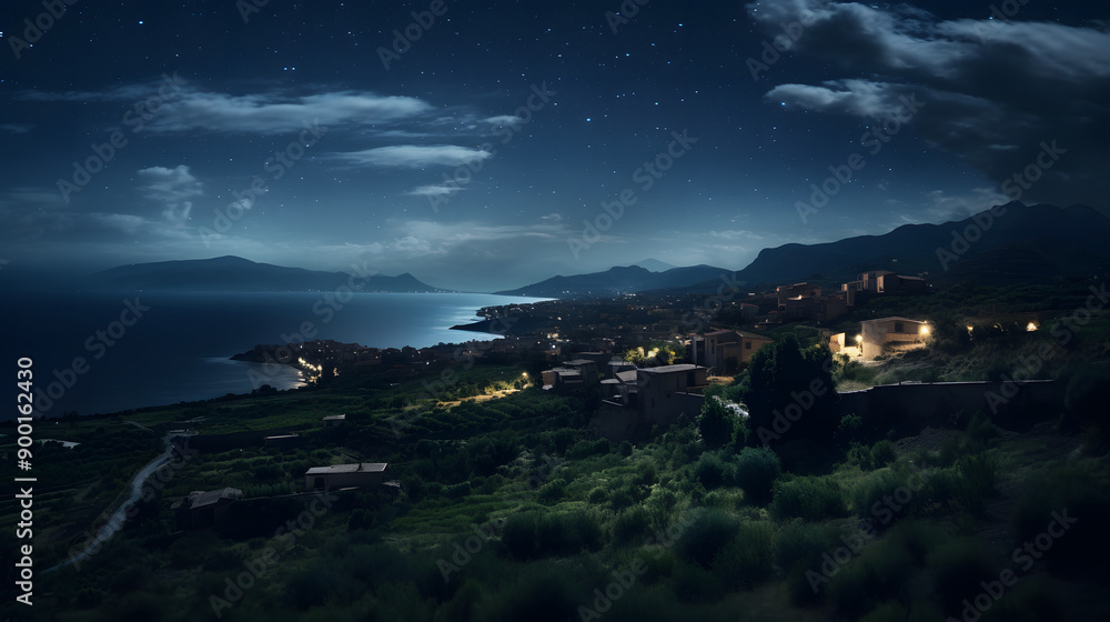 Obraz premium Italy Sicily sea island summer starry night