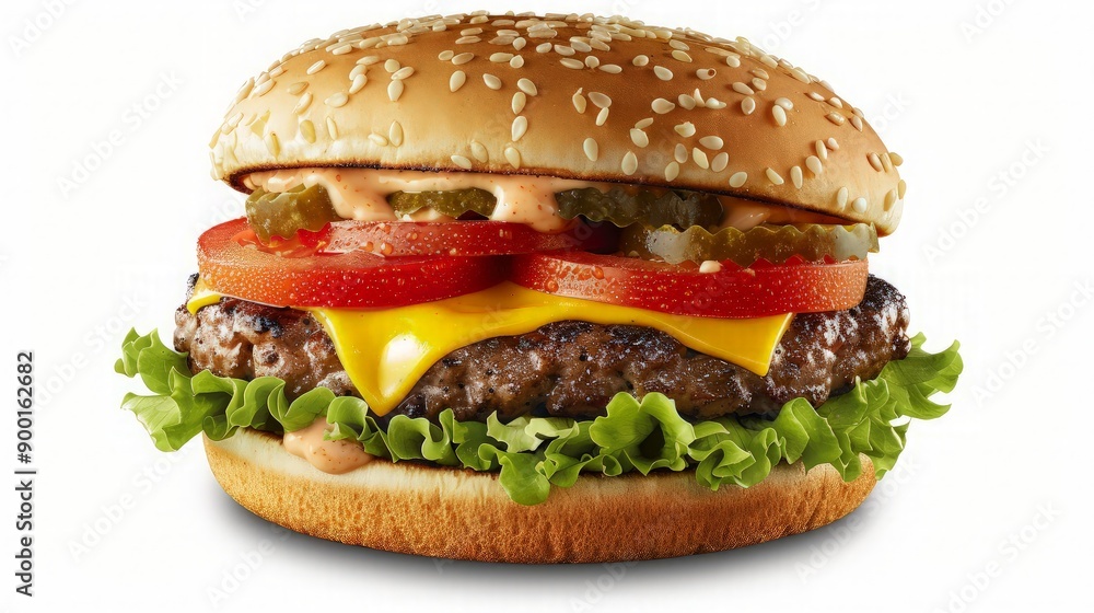 Juicy Cheeseburger with Sesame Seed Bun Juicy Cheeseburger with Sesame Seed Bun