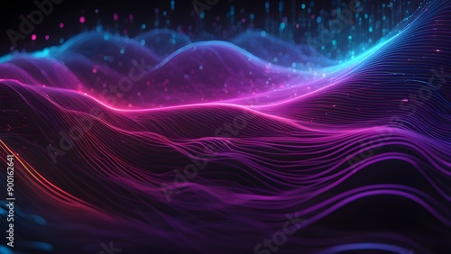 Wallpaper Mural A colorful, abstract image of a wave with purple, blue, and orange colors Torontodigital.ca