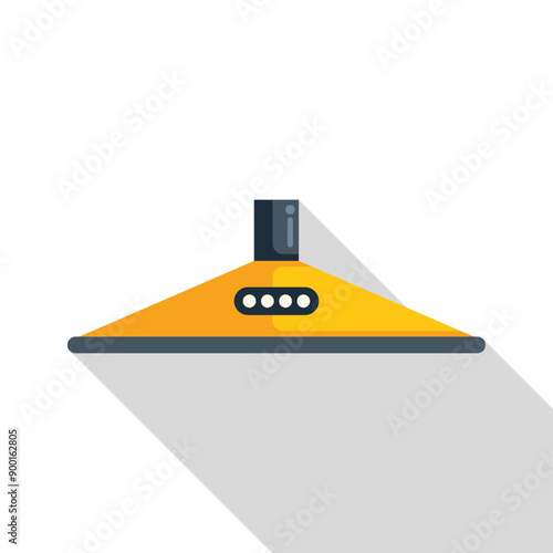 Yellow cooker hood with control panel, extracting steam and eliminating odors