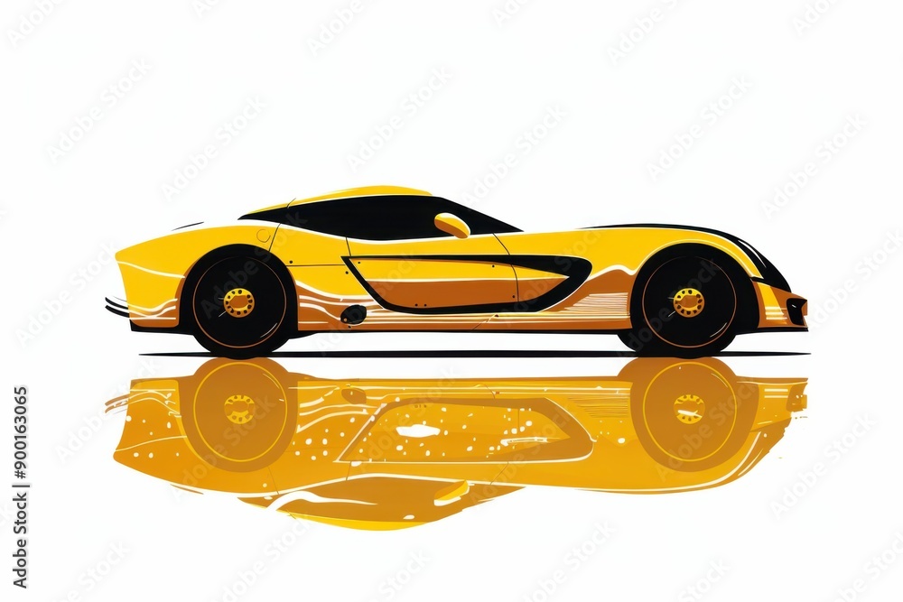 Serene silhouette of a yellow car by the beach Serene silhouette of a yellow car by the beach