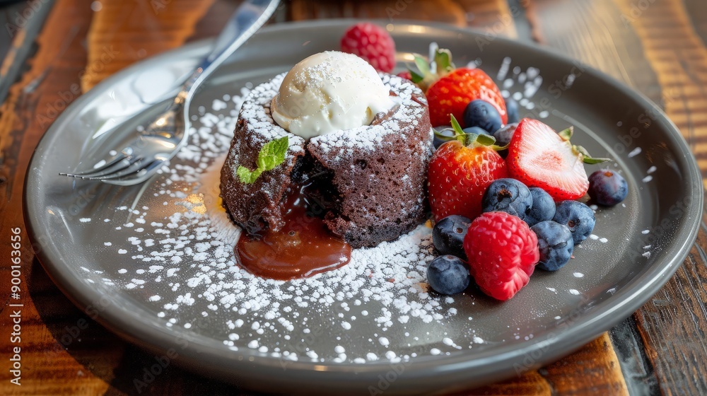Chocolate Lava Cake with Ice Cream and Berries Chocolate Lava Cake with Ice Cream and Berries