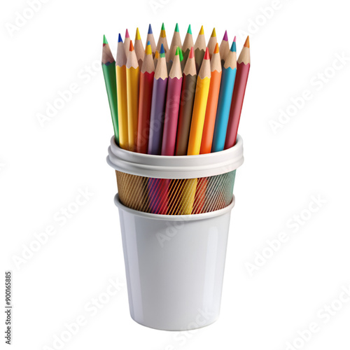 Various color pencils in holder or stand