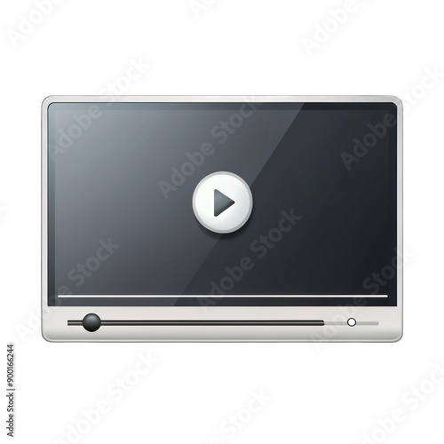 Minimal video media player interface isolated on transparent background