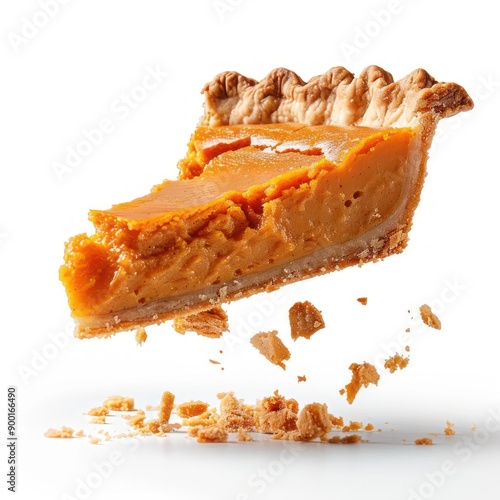 a piece of pie being dropped from the pie photo