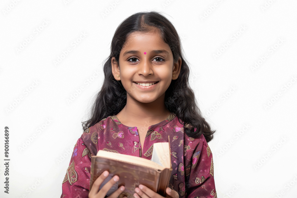 Cute indian school girl smiling and holding books Cute indian school girl smiling and holding books