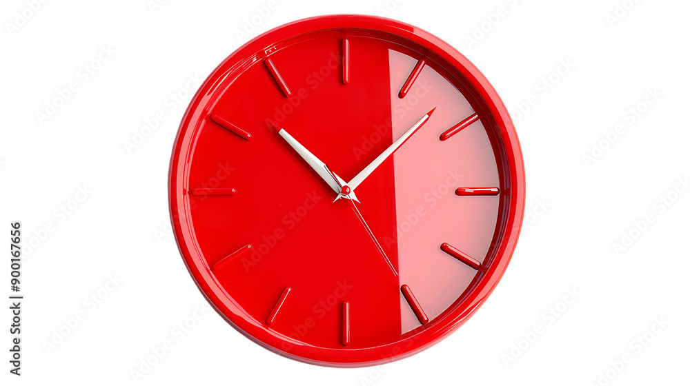 Red clock isolated on transparent background Red clock isolated on transparent background