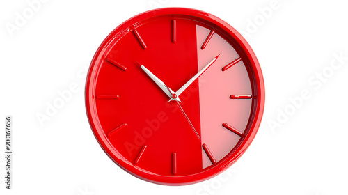 Red clock isolated on transparent background 