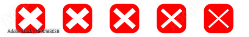 cross red icon vector isolated on white background. x text for symbol or mark decoration element on application or web illusttration no or cancel choice button on examination 