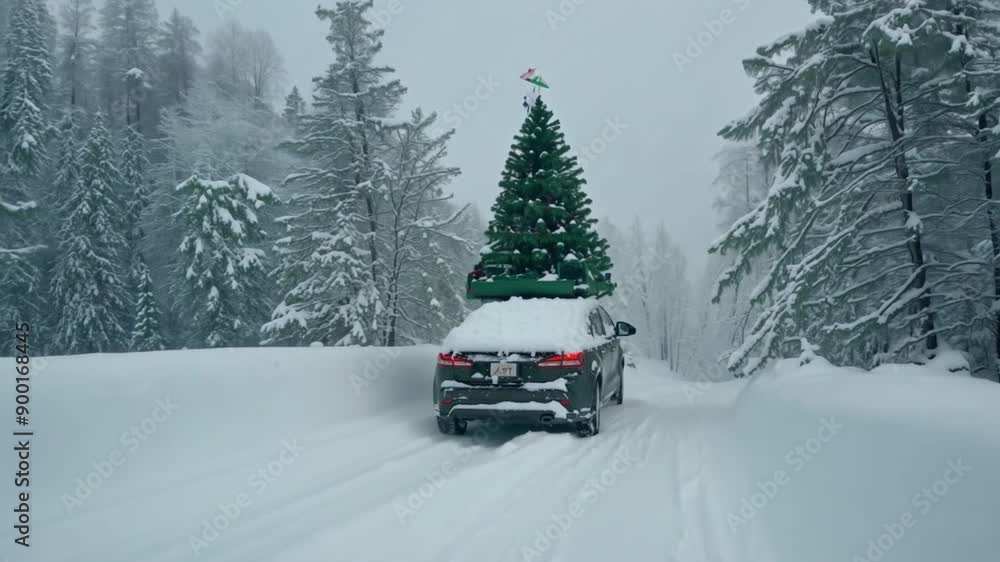 Christmas Tree Carried in Deep Snow Christmas Tree Carried in Deep Snow