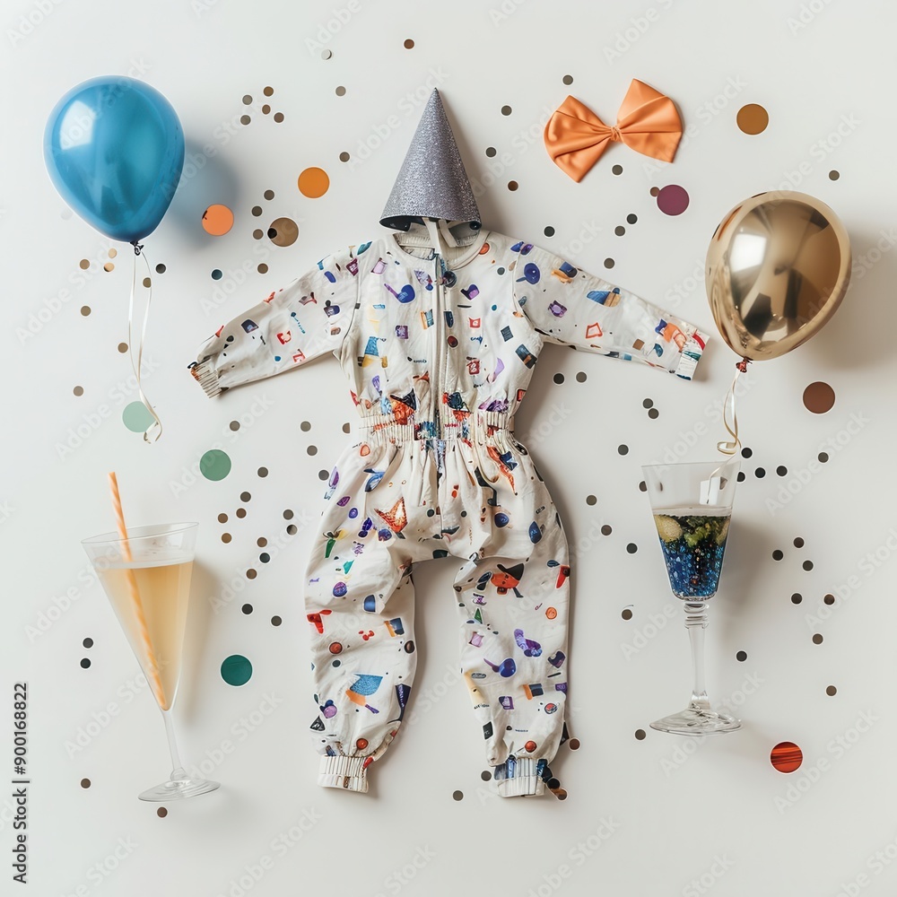 Obraz premium Party outfit on solid white background, single object