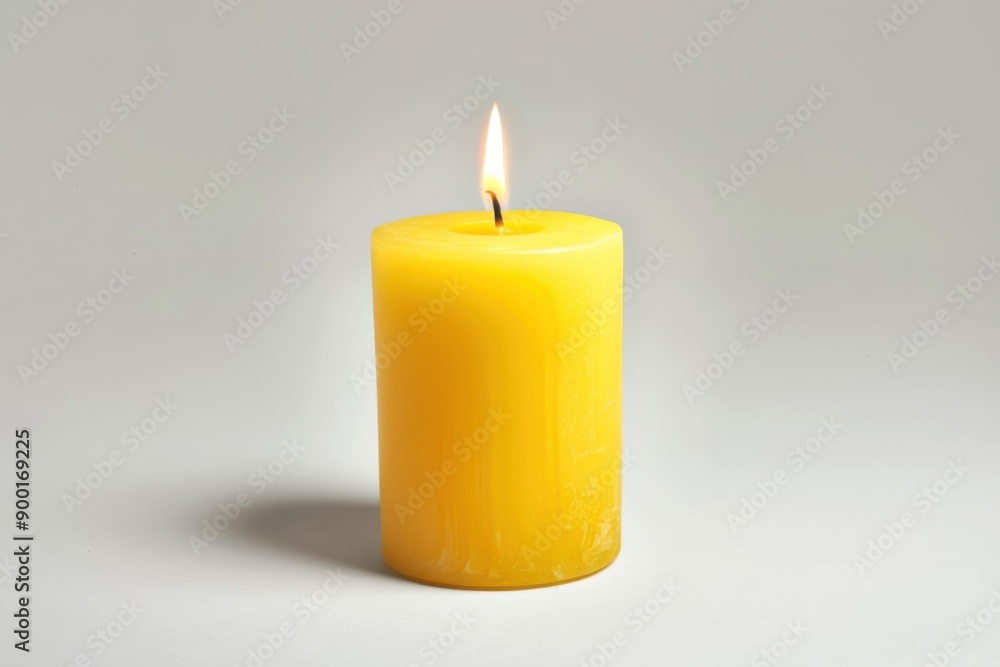 Illuminated solitude: a minimalist depiction of a yellow candle's warmth Illuminated solitude: a minimalist depiction of a yellow candle's warmth
