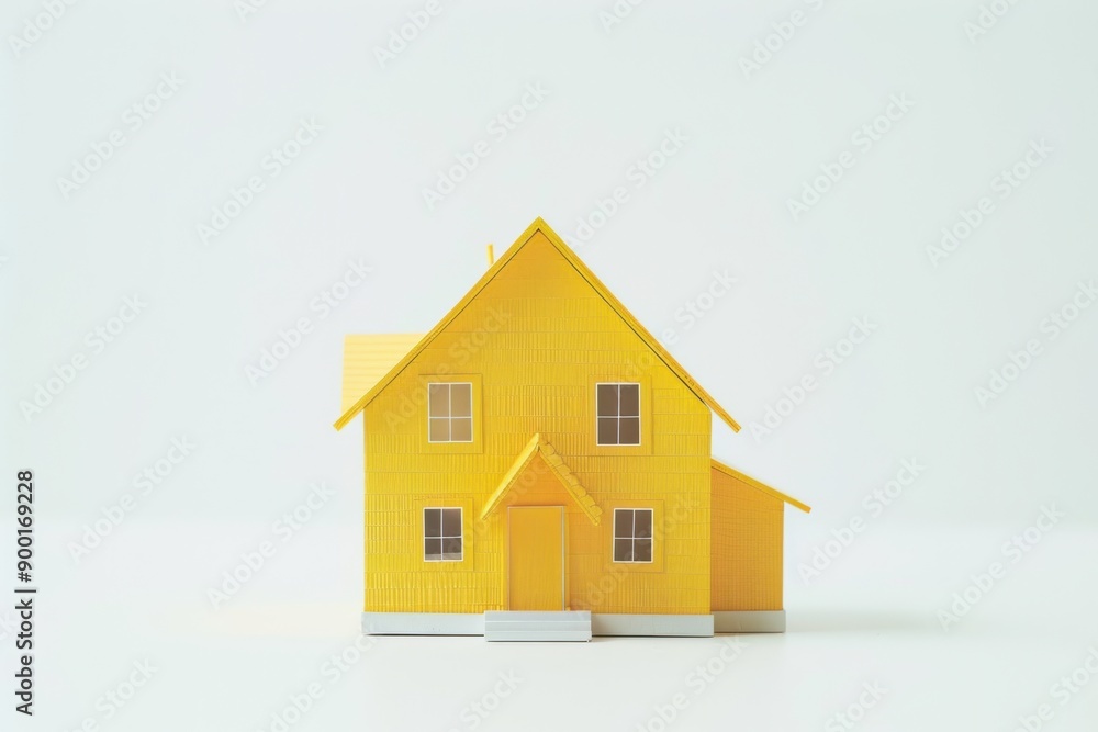 Serene depiction of a charming yellow house in a minimalist style Serene depiction of a charming yellow house in a minimalist style