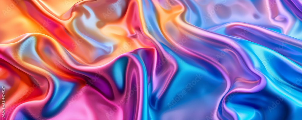 Colorful flowing silk fabric with vibrant lights Colorful flowing silk fabric with vibrant lights