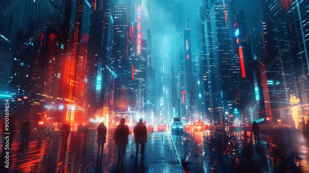Fototapeta premium Futuristic Cityscape Sleek and modern, with electronic beats and high-tech metropolis
