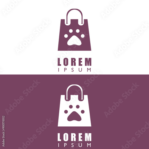 Logo concept for a pet shop with a cat's paw in the middle