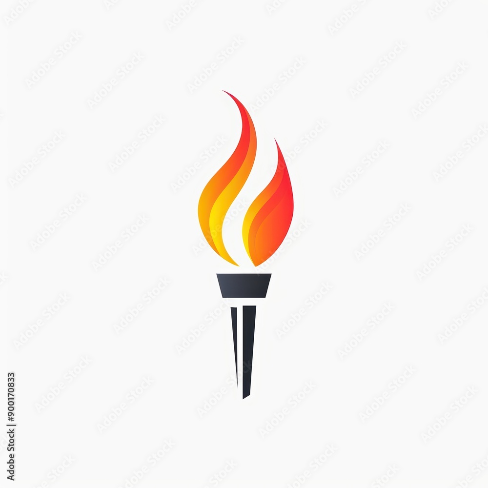 Flaming Torch Icon on White BaBackground A simple and bold flaming torch icon with vibrant red and yellow flames, set against a clean white background Flaming Torch Icon on White BaBackground A simple and bold flaming torch icon with vibrant red and yellow flames, set against a clean white background