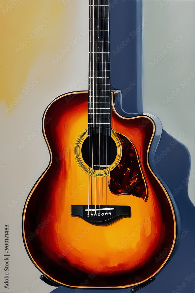 Fototapeta premium Oil painting with a guitar