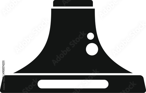 Black silhouette of a modern cooker hood extracting hot air and smoke, isolated on a white background