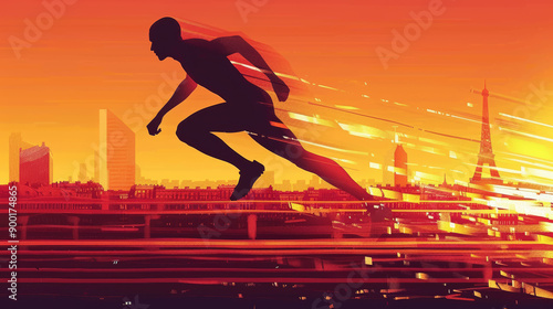 The silhouettes of athletes running highlight the charm of track and field and other related sports