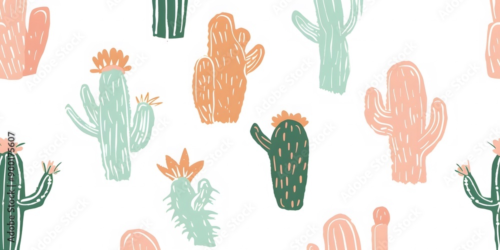 Cute cactus and succulent pattern for kids Cute cactus and succulent pattern for kids