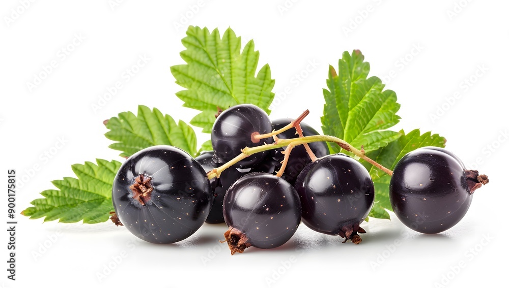 Black Currants with Leaves on White Background
Black Currants with Leaves on White Background