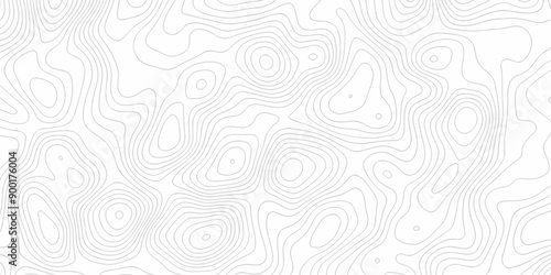 Vector white wave line geography landscape Topo contour map on white background. Geographic mountain relief diagram line wave carve pattern. Topographic world map contour lines map texture.