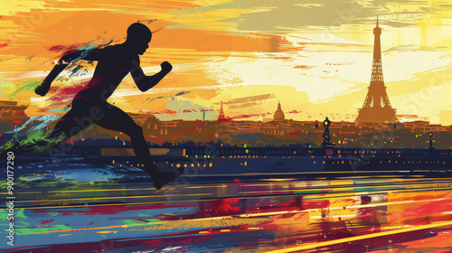 The silhouettes of athletes running highlight the charm of track and field and other related sports