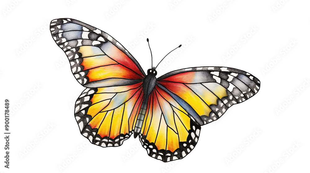 Fototapeta premium Colorful Monarch Butterfly Illustration on transparent background