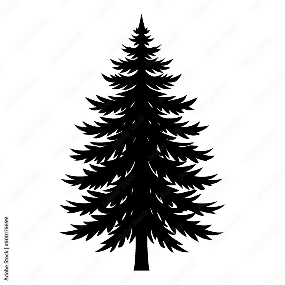 Obraz premium An illustration of a lone pine tree silhouette.