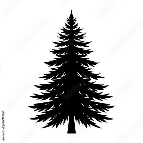 An illustration of a lone pine tree silhouette.