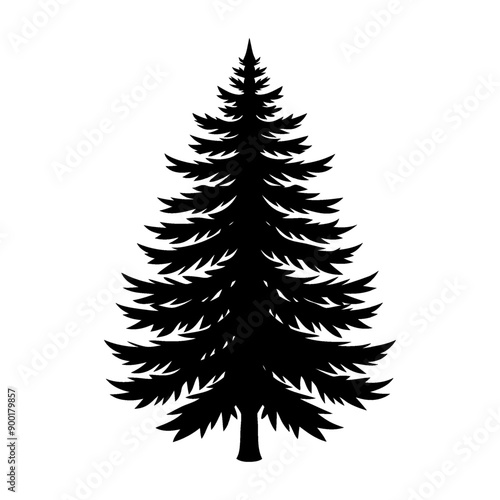 An illustration of a lone pine tree silhouette.
