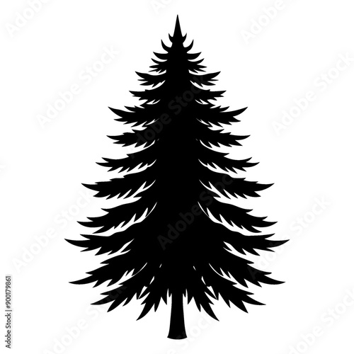 An illustration of a lone pine tree silhouette.