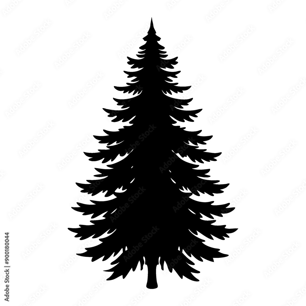 Obraz premium An illustration of a lone pine tree silhouette.