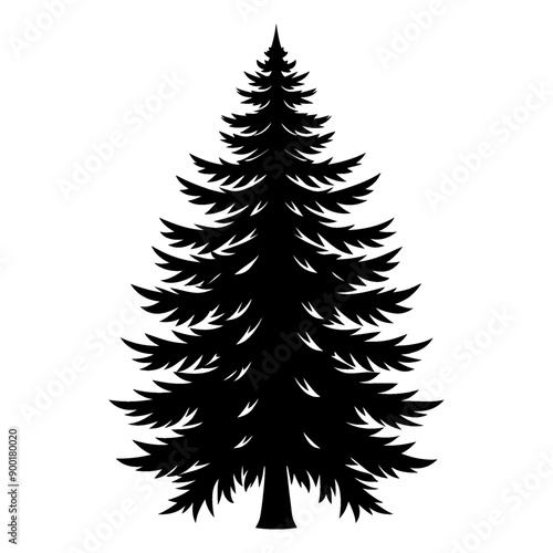 An illustration of a lone pine tree silhouette.