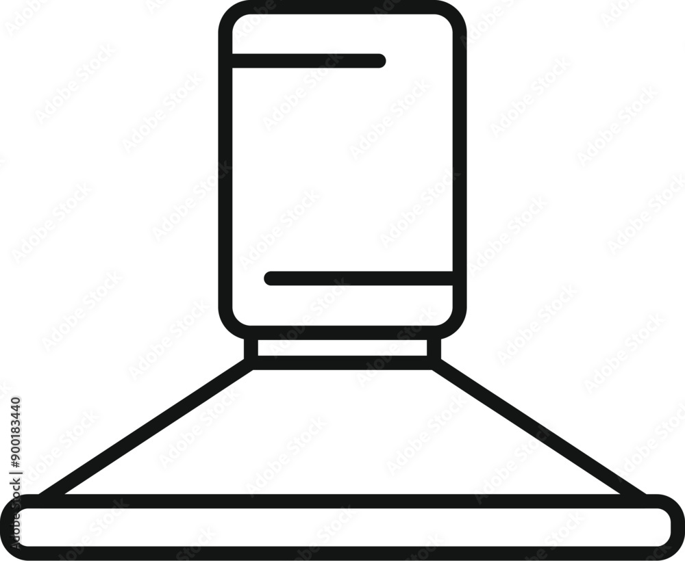 Simple line icon of an exhaust hood, effectively removing steam and smoke in a busy restaurant kitchen Simple line icon of an exhaust hood, effectively removing steam and smoke in a busy restaurant kitchen