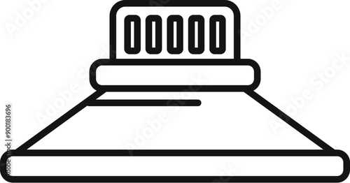 Line icon of a kitchen hood being cleaned, representing modern solutions for kitchen hygiene