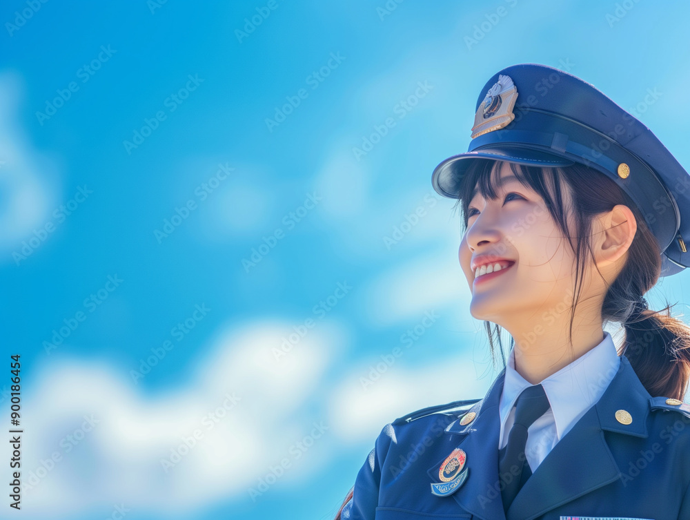 笑顔の警備員の女性 笑顔の警備員の女性