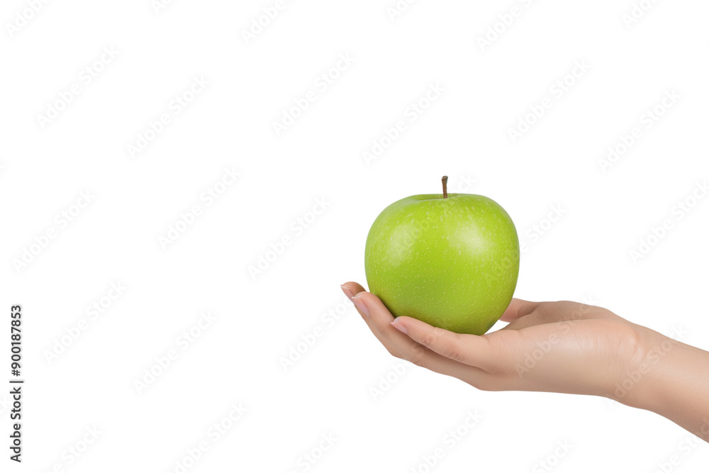 Hand Holding a Green Apple Isolated on Transparent Background Hand Holding a Green Apple Isolated on Transparent Background