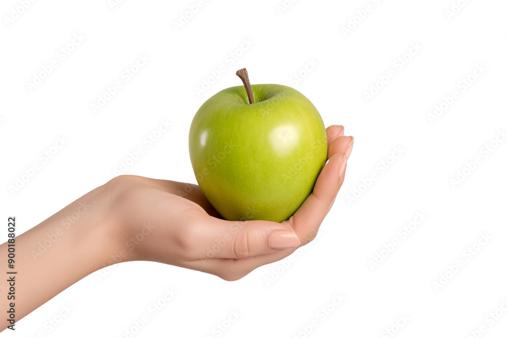 Hand Holding a Green Apple Isolated on Transparent Background Hand Holding a Green Apple Isolated on Transparent Background