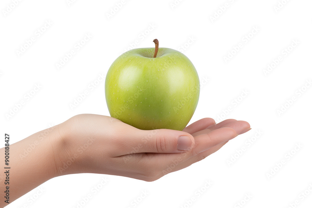 Hand Holding a Green Apple Isolated on Transparent Background Hand Holding a Green Apple Isolated on Transparent Background