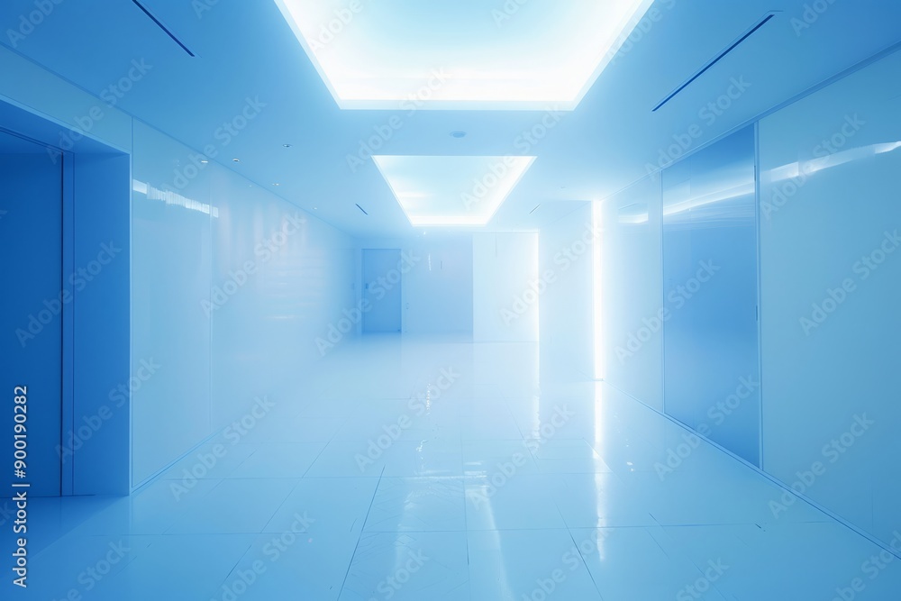 Obraz premium meeting room, white and bright with a blue spotlight