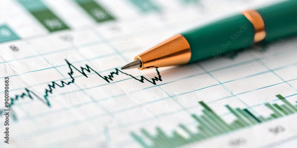 Financial Growth Analysis: Pen on Chart Highlighting Investment Data Financial Growth Analysis: Pen on Chart Highlighting Investment Data