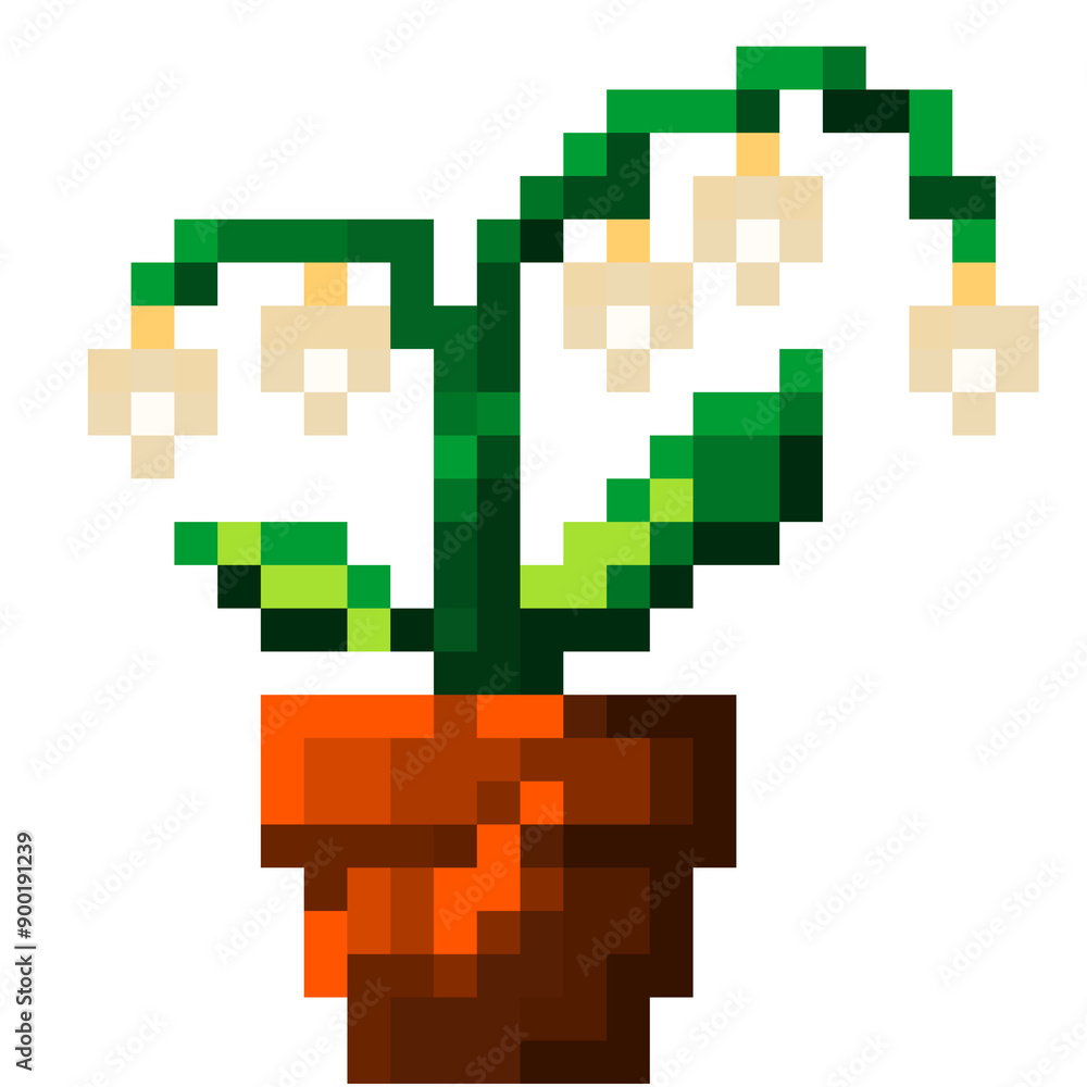 Lily of the valley in 8 bit pixel art Lily of the valley in 8 bit pixel art