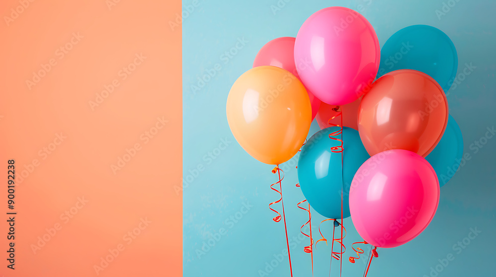 Bunch of bright balloons and space for text against color background Bunch of bright balloons and space for text against color background