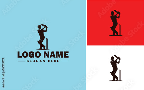 Cricket team icon Cricket XI Cricket side Cricket squad flat logo sign symbol editable vector